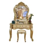 Dressing table European style champagne gold dressing table retro carved - Image 5