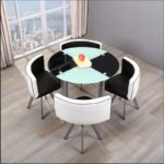 Dining table and chairs tempered glass small round table - Image 8