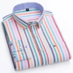 Plus Size 6XL 7XL Men's Long Sleeve Oxford Plaid Striped Casual Shirt - Image 3