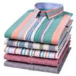 Plus Size 6XL 7XL Men's Long Sleeve Oxford Plaid Striped Casual Shirt - Image 4