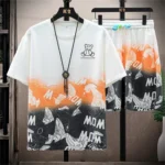 Summer Mens O-Neck Casual Y2k Tracksuit T-Shirt Shorts Suit Patchwork Shorts Sets - Image 3