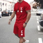 Y2K Men's Sets T Shirt And Shorts Fashion Digital Letter K Printing Tow-Piece