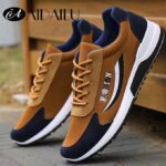 AIDAILU Men's Sneakers Male Sport Shoes Casual Breathable Shoes Comfortable Lace Up Hiking - Brown