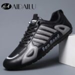 AIDAILU Men's Sports Shoes PU Male Sneakers Trendy Outdoor - Black