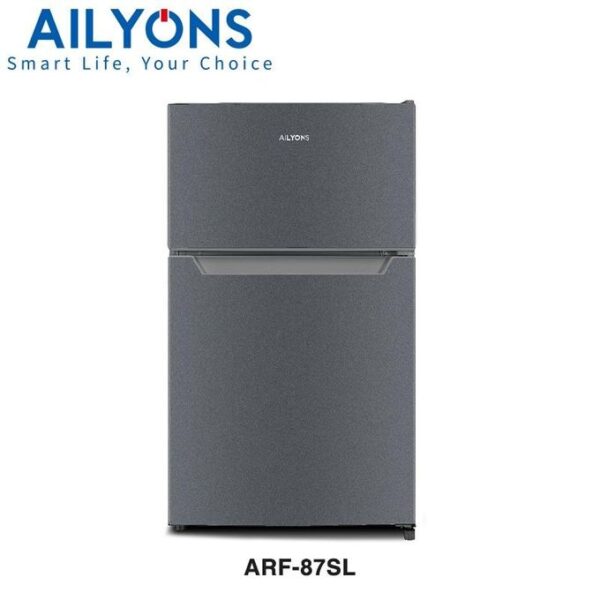 AILYONS ARF-87SL Double Door Refrigerator Top Mounted Freezer Direct Cool Fridge, 86L - Silver (5YR WRTY)