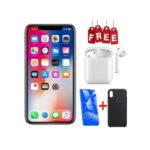 Apple iPhone X - 5.8" - 256GB HDD - 3GB RAM - 12MP Rear/5MP Front - 2716mAh - Silver + Free Air-P-od + Cover + Protector