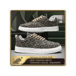 ASHION Men's Abstract Print Canvas Sneakers - Stylish Comfortable Durable Casual Shoes -Brown