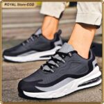 ASHION Men's Breathable Running Sneakers Casual Sports Shoes With Cushion Sole - Black