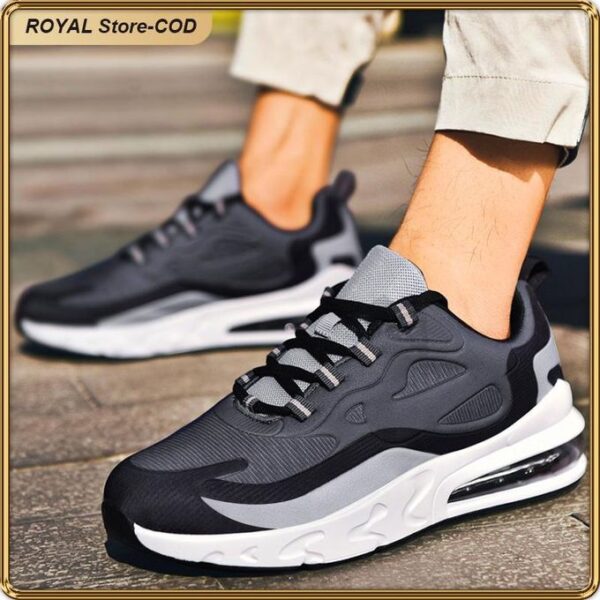 ASHION Men's Breathable Running Sneakers Casual Sports Shoes With Cushion Sole - Black