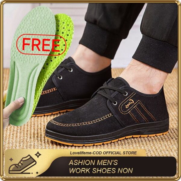 ASHION Men's Work Shoes Non-slip Casual Shoes - Ultimate Comfort And Durability - Black