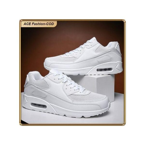 ASHION Premium Unisex Sneakers with Breathable Mesh PU Cushion Sole Anti-Slip Design - White