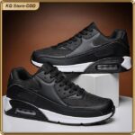 ASHION Premium Unisex Sneakers with Breathable Mesh PU Cushion Sole Anti-Slip Design - Black