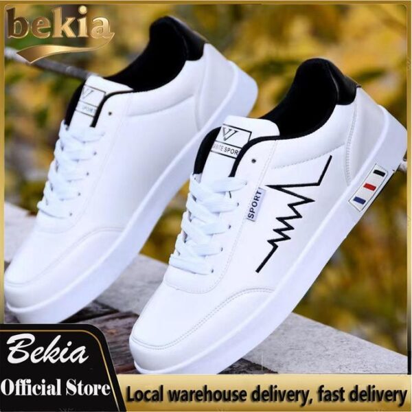 Bekia BEKIA Men's Casual Shoes lace-up Sneakers non-slip breathable Sports Shoes - White