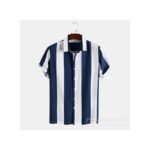 Berrykey Men's Hawaiian Ink Print Bottom-Down Beach Short Sleeve T-Shirt Casual Tops