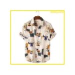 Berrykey Men's Hawaiian Ink Print Bottom-down Beach Short Sleeve T-Shirt Casual Tops