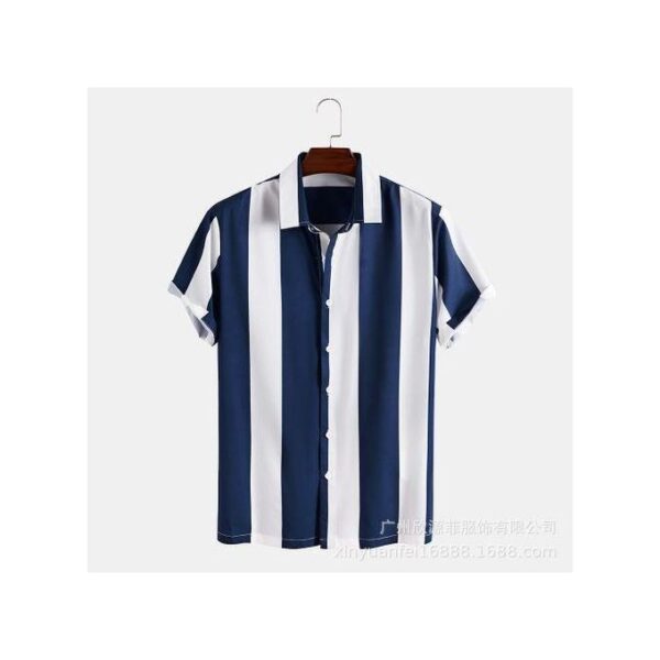 Berrykey Men's Hawaiian Ink Print Bottom-Down Beach Short Sleeve T-Shirt Casual Tops