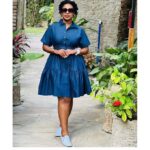 Blue denim dress-blue