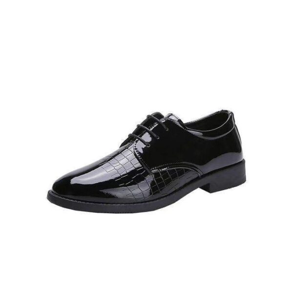 BLWOENS Men's Tuxedo Dress Shoes Classic Formal Oxfords Faux Patent Leather Shoe Lace-up Dress Shoes for Business Wedding Suit - Black