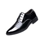 BLWOENS Men's Tuxedo Dress Shoes Classic Formal Oxfords Faux Patent Leather Shoe Lace-up Dress Shoes for Business Wedding Suit -Black