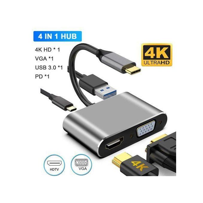 Converter 2 In 1 Type-c To HDMI 4 In 1 HD 4K Dock Converter 2 In 1 Type-c To HDMI 4 In 1 HD 4K Dock
