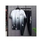 Dou-color Men's 2-in-1 short sleeved T-shirt and pants set - black