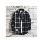 Dou-color Men's Long Sleeved Checkered Shirt With Enlarged Size - Black