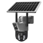 Dual Lens 4G SIM Solar powered CCTV camera - Black/Gray
