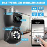 Dual Lens Wifi Camera Outdoor/Indoor with bidirectional voice, intelligent alarm, motion and human detection Camera Bulb (black)