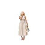 Elegant Corset Style Maxi Dress - Beige