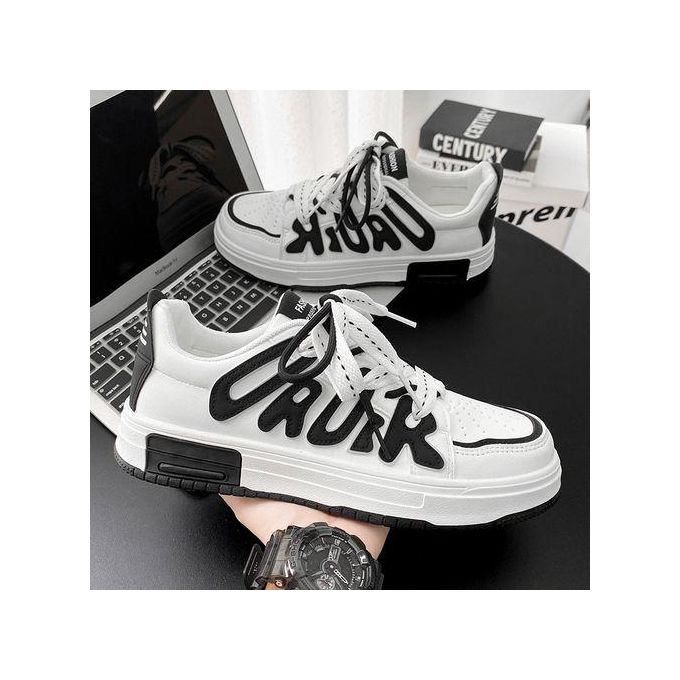 Fashion Casual Flat Shoes Mens Sneakers Low Top Lace Up Shoes - Black/White Fashion Casual Flat Shoes Mens Sneakers Low Top Lace Up Shoes - Black/White