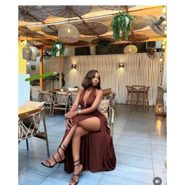 Fashion sexy bare back -brown