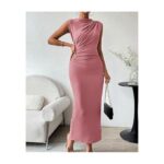 Fashionable women's tight fitting dress back slit knitted long skirt - pink