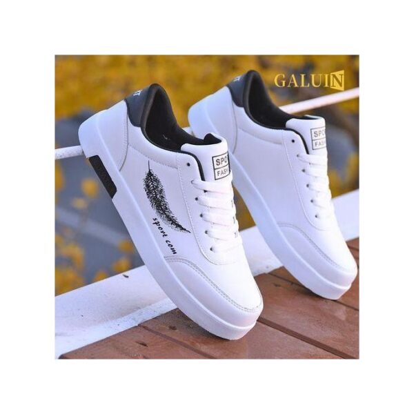 GALUIN New fashion white shoes men's low-top breathable lightweight sneakers-white