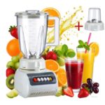 Garvio Blender Multi-function Blender 1800 ML 2 In 1 with 2 cups(1500ML+300ML) Electric Blender with 4 speed - White