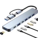 Genera USB C Hub, Aluminium 7 in 1 USB Extender, USB Splitter with 1 x USB 3.0, 4 x USB 2.0 and 2 x USB C Ports for MacBook Pro Air and Other PC/Laptop/Tablet Devices