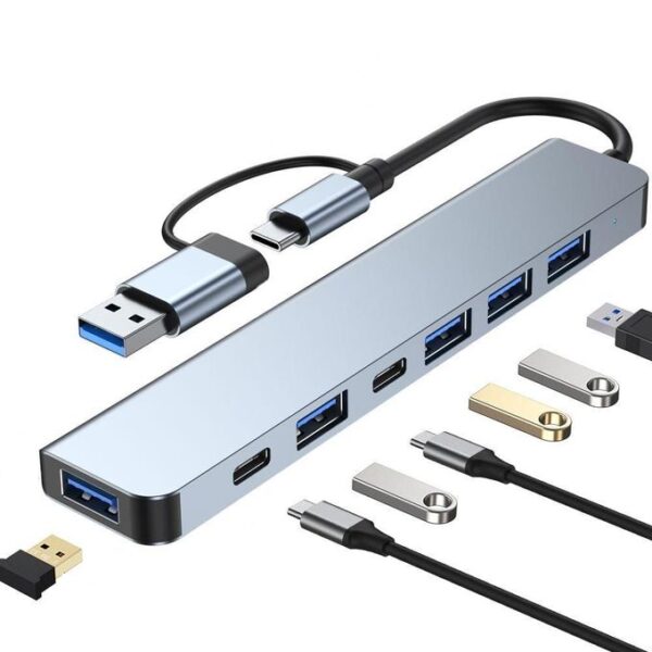 Genera USB C Hub, Aluminium 7 in 1 USB Extender, USB Splitter with 1 x USB 3.0, 4 x USB 2.0 and 2 x USB C Ports for MacBook Pro Air and Other PC/Laptop/Tablet Devices