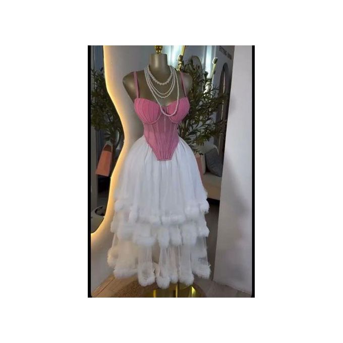 Genetic Corset skirt and top-pink and white Genetic Corset skirt and top-pink and white