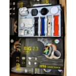 H96 Smart Watch 2.3" AMOLED Display – 9-in-1 Combo Set with Earbuds, Speaker, Magnetic Charger & Extra Straps – Fitness & Health Tracker for Men & Women