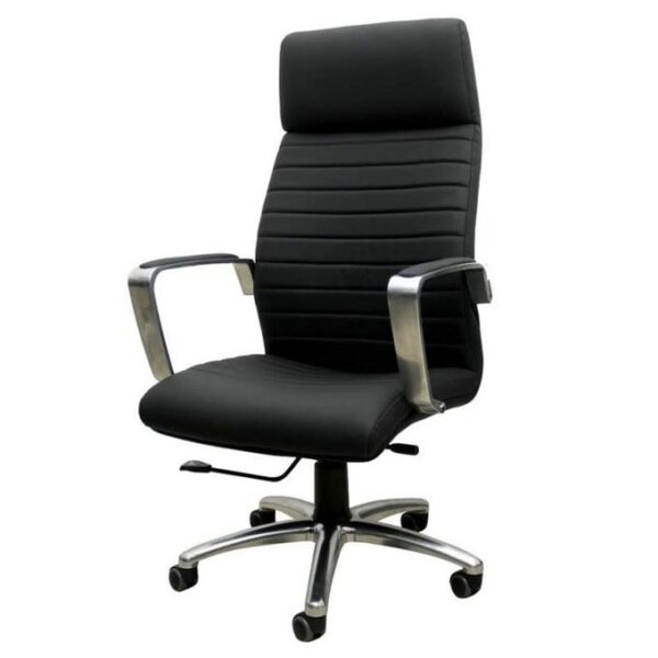 High Back Leather Executive Swivel Office Chair - Black