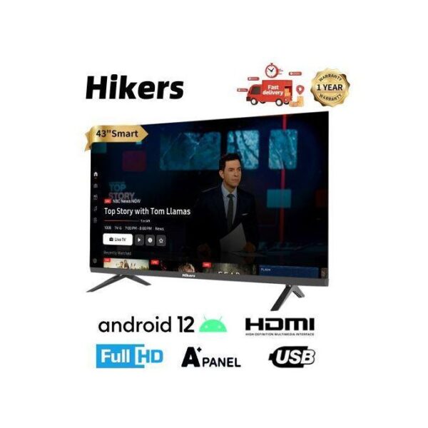 Hikers 43'' inch- Frameless Android Smart FHD LED TV - HDMI - Black