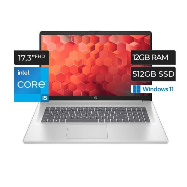 Hp Notebook 17-cn3053cl 17.3-Inch Laptop Intel Core i5-1335U , 13th Gen 1.3GHz up to 4.9GHz Processor, 12GB DDR4-3200 RAM, 512GB M.2 SSD, Backlite Keyboard, Windows 11 Home