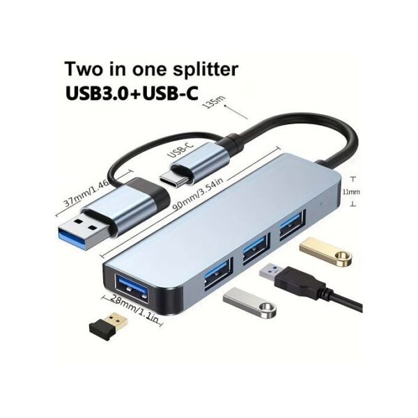 Hub Type-C 3.0 Adapter 4 Port USB HUB Splitte Card Reader
