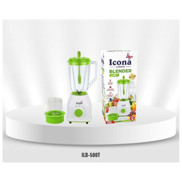Icona London ILB-500T 2 IN 1 Blender 1.5L -240V-50hz - 300W - White/Lime Green