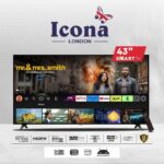 Icona London ILED-430SDTS 43" Smart Android LED TV with Android 15 OS + HDMI & USB - Energy Saving - Black (1YR WRTY)