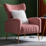 Wholesale Living Room Furniture High Back Mid Century Orange Pink Velvet Accent Chair - Image 3
