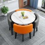 80cm Round Dining table 4 chairs dining rooms kitchen Living room coffee home furniture - Image 2