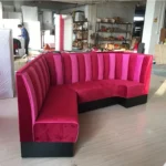 High backrest velvet booth seating KTV cafe furniture luxury bar nightclut poufs bench restaurant banquette leather sofa - Image 2