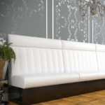 Custom dinning furniture booth sofa against the wall Southeast Asia rattan woven restaurant table and chair commercial - Image 2