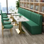 Custom dinning furniture booth sofa against the wall Southeast Asia rattan woven restaurant table and chair commercial - Image 4