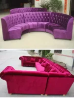 Modern semi-circular sofa Curved bench booths para banquette nighclue furniture occasion velvet restaurant booth sofa - Image 5
